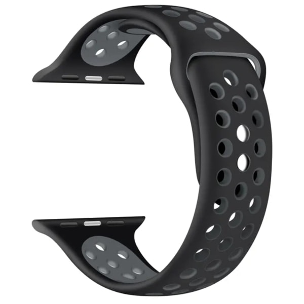 Apple Watch Sport armband i gummiband 42 mm / 44 mm / 45 mm / 49 mm - Bekväm och hållbar Black / Black