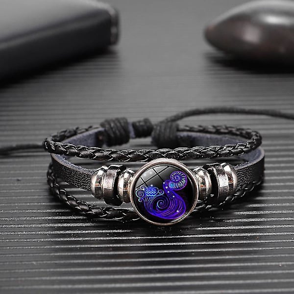 12 stjärntecken konstellation charm lysande armband män kvinnor mode flerskikts väv läder armband bangle födelsedagspresent aquarius
