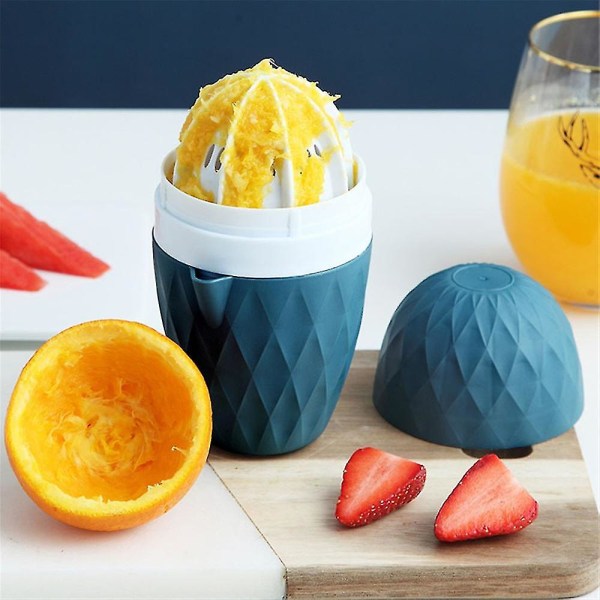 Blue Manual Citrus Juicer, Mini Reusable Portable Blender for Lemon and Orange Fruit