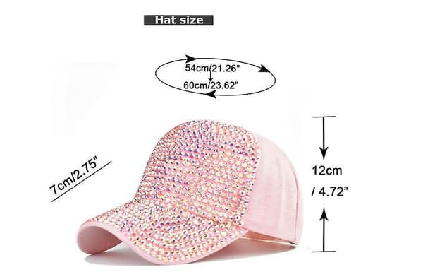 Bling Baseball Cap til kvinder med fuld diamantdesign Justerbar hat black