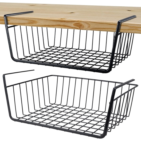 Under Shelf Storage Hængende Opbevaringshylder Kurve Wire Slides Under Desk Hylde Køkken Opbevaring Under Shelf Storage Kurve(Medium 2 stk)