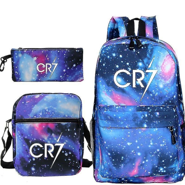 3-delad uppsättning Cristiano Ronaldo Cr7 skolväska elever pojkar flickor skolväska nytt mönster skolväska Cr7 mode ryggsäck Only-backpack 12