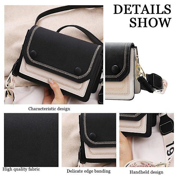 Liten crossbody-väska för kvinnor - Handväska - Tvåfärgad modedesign black