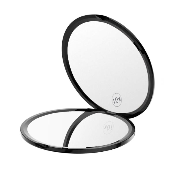 10x forstørrelse Kompakt dobbeltsidig speil - svart