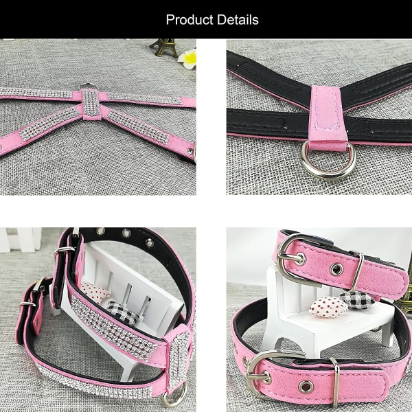 Fashion Dogs -valjaat Diamantes Cute Girl Bling -pienten koiravaljaiden kanssa - vaaleanpunainen - L