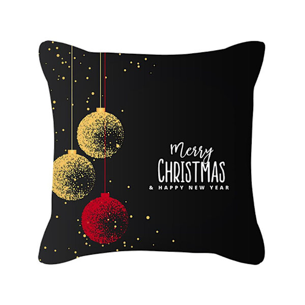 God jul Svart Gull Pynteputer For Trekk Ferie Snøfnugg Rein Bokstaver Trykk Dekorativt Firkant Pyntetrekk For Skall For Sofa 3