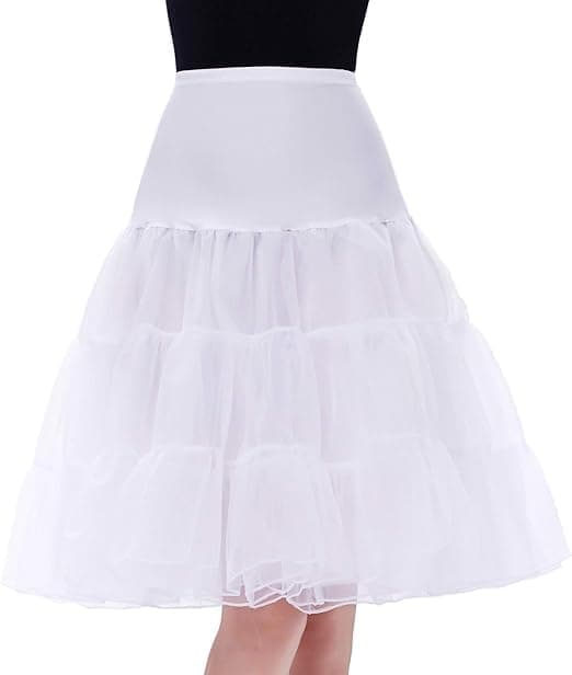 50-tals underkjol Rockabilly klänning tyll tutu för kvinnor vit vit S White S