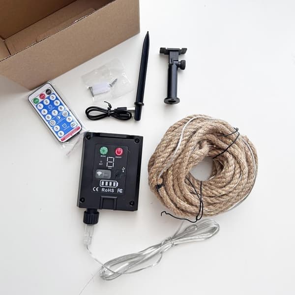 10m Vattentäta Jute Solcellsslingor med 200 LED för Utomhus, Inomhus, Uteplats, Pool, Sovrum