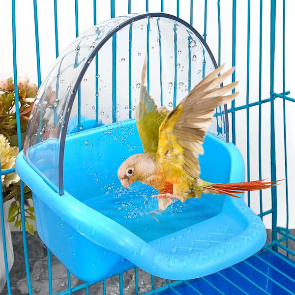 Lintukylpylaatikko Ripustettavat lintukylpy lelut Papukaijahäkki Kylpyamme Papukaijakylpyamme Vesisuihku Ruokintalauta Linnun kylpy Linnunhäkin tarvikkeet Pieni lintu Blue