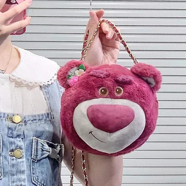 Kawaii Lotso Plys Crossbody Taske Anime Stitch Pooh Bear Håndtaske Tegneserie Plys Bamse Sød Kæde Taske Møntpung Legetøj Gave Cherry winnie