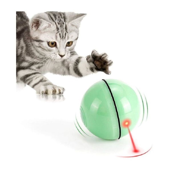 interaktiv kattleksak, 360 graders roterande boll, USB laddningsled sportleksak, självroterande interaktiv kattfångstboll och lekkattunge (grön) 2