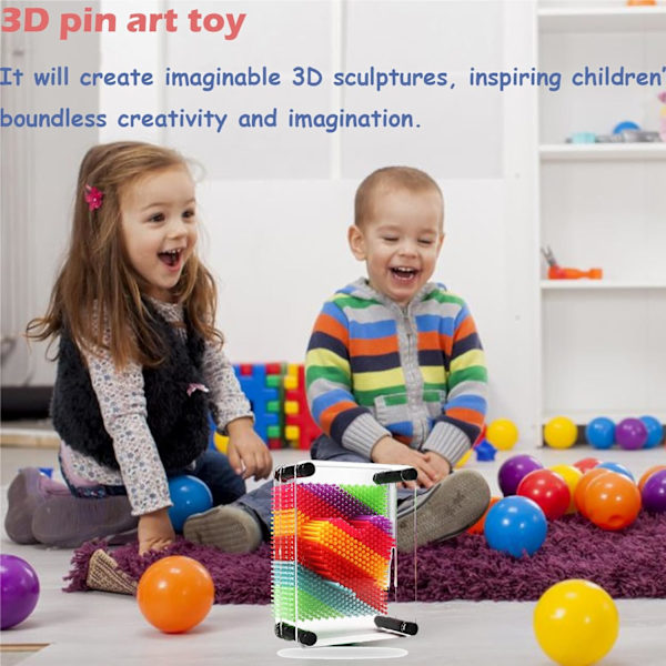 3D Pin Art-leketøy, lite format 3,7\" x 5\" plastplate - Unik regnbue-design gave til barn og voksne (liten)