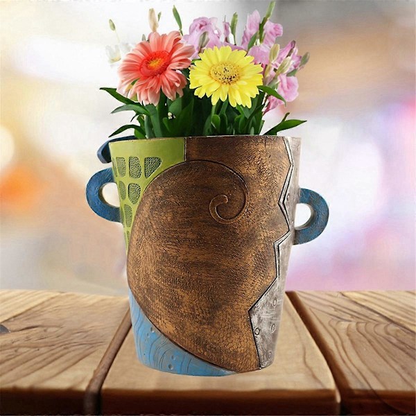 Brutalistisk Abstrakt Skönhet Ansikte Blomkruka, Ansikte Blomkruka Planter, färgglad Ansiktskonst Abstrakt Resin Blomkruka B