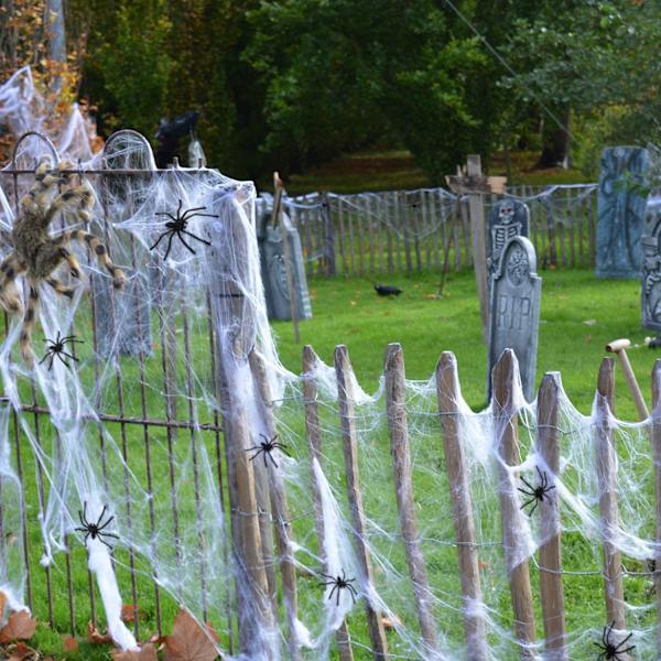 50M² 300g Halloween Spindelnät Sträckbart Spindelnät med 50 st Små Spindlar Halloween Inomhus Utomhus Dekorationer