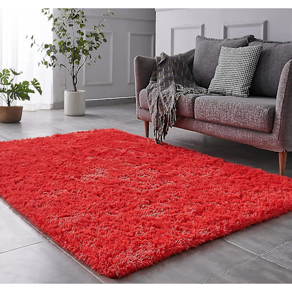 Super blød vinter varm tyk tæpper til stue plys tæppe børn soveværelse fluffy gulv hjem indretning shaggy måtte fløjl tæppe 40X60cm red