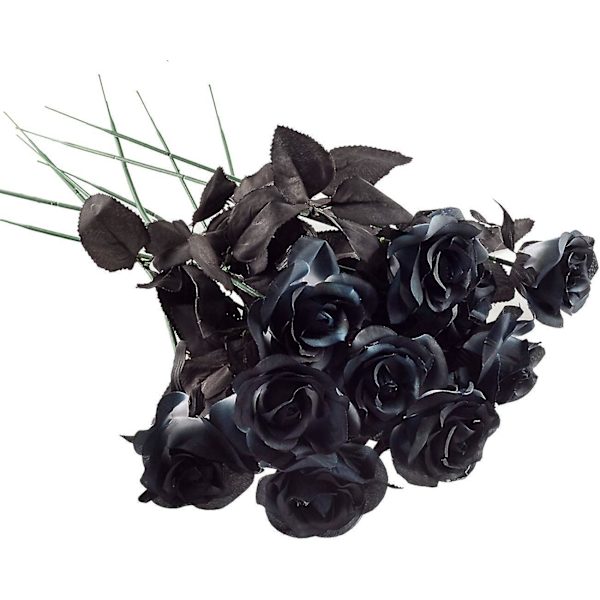 10 stk. Sorte Kunstige Silke Roser Blomster Falske Silke Rose Buketter til Bryllupsfest Sort (D-4) black