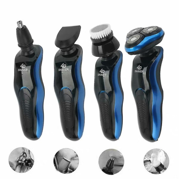 4 i 1 menn elektrisk barbermaskin Våttørr Roterende Trådløs Roterende barberhøvel USB-lading Grooming Kit Gave