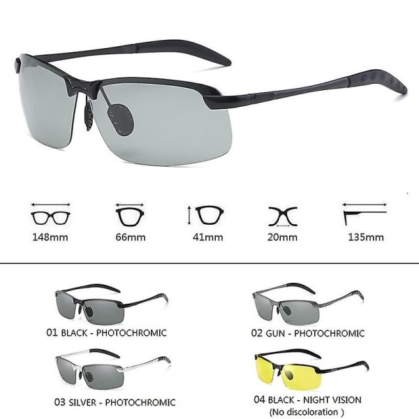 Polariserte fotokromatiske solbriller, solbriller med overgangslinse for menn, uten briller Green Black-Polarize