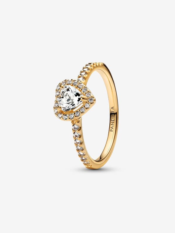 Pandora - Elevated Heart -sormus - 14k kullattu Circumference: 58mm