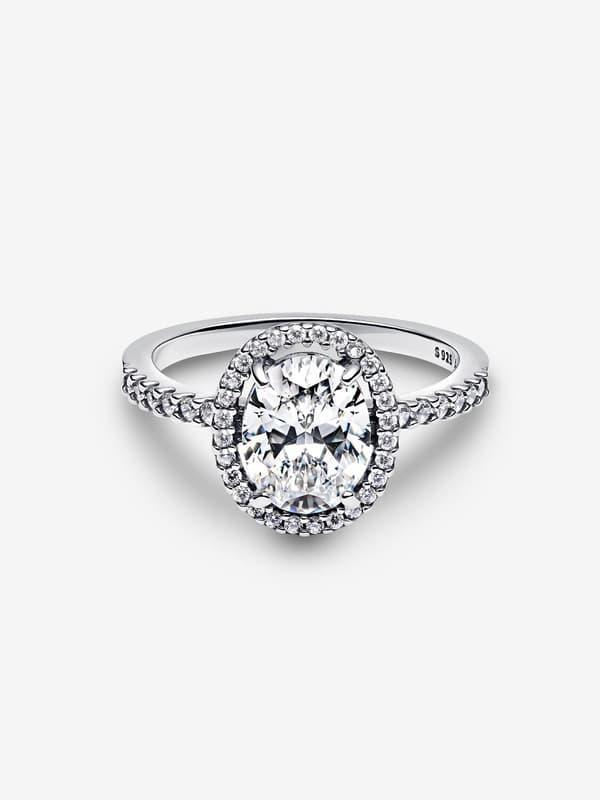 Pandora - Oval Sparkling Halo Statement Ring - Sterlingsilver Circumference: 54mm