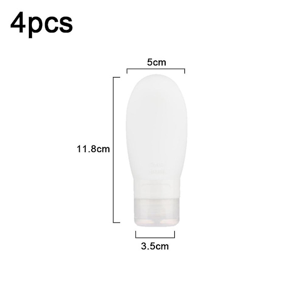 4 st Silikagel Sub-flaskor, Bärbar Kosmetisk Sub-flaskor 60ml White