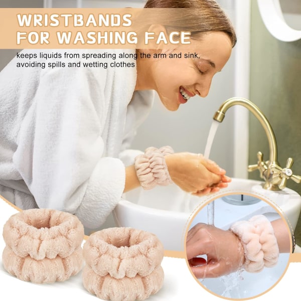 Ansigtsvask Armbånd Spa Vask Ansigt Svedbånd Makeup Elastisk håndledsvask Bånd Absorberende håndklæde Armbånd Armbånd