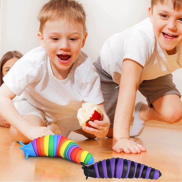 Fidget Slug Leksak Artikulerande Stim Leksak Vit/svart,pop It Slug 3d Tryckt Artikulerad Slug Fidget Leksak black and purple