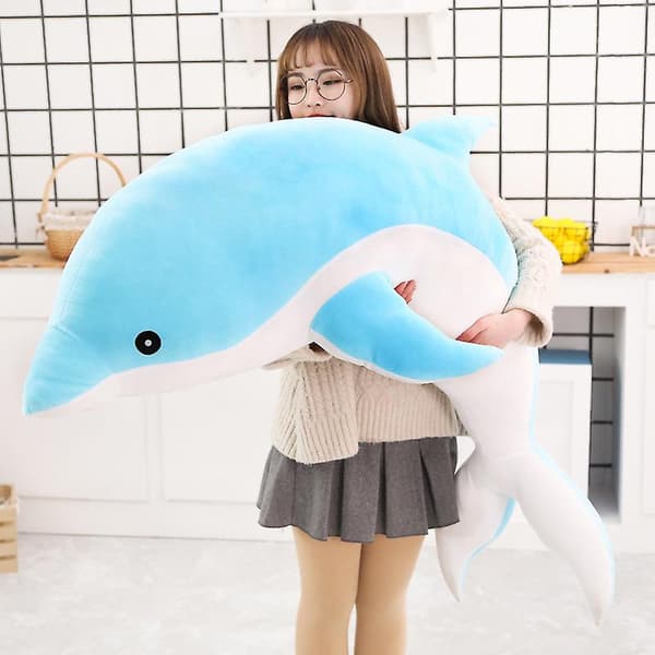 Wabjtam 50cm Kawaii Mjuk Delfin Fylld Pp Bomull Djur Sov Kudde Flicka Present Blå