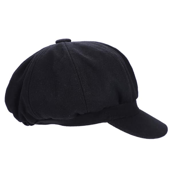 Baker Boy keps för kvinnor flickor basker franska mössor kepsar 8-panel varm ull newsboy keps Black