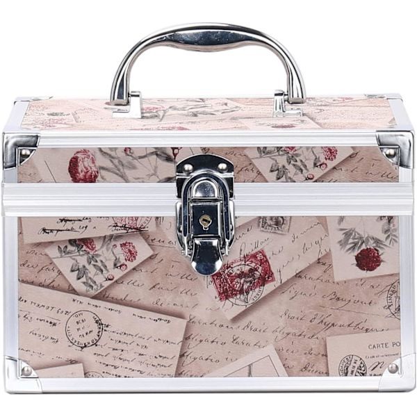 Kosmetisk arrangör Kosmetisk arrangör Box Bärbar Make Up Case Låsbar Förvaringslåda för Smycken & Make Up Verktyg Beige