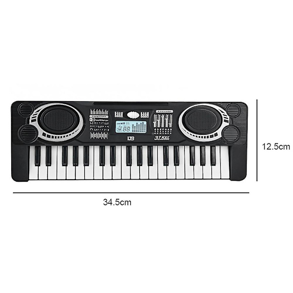 Lasten pianonäppäimistölelu 37 koskettimella, kannettava pianolelu lapsille black