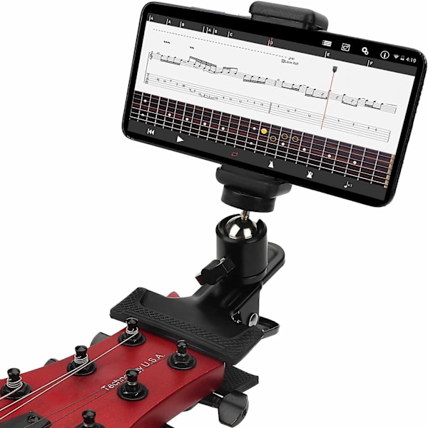 Gitarrhuvud Telefonhållare, Gitarrhuvud Klämma Mobiltelefonhållare För Gitarr/Elgitarr/Bas/Ukulele