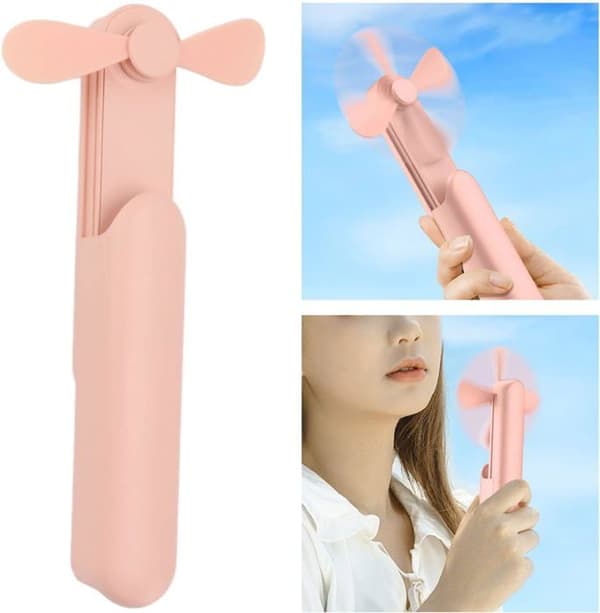 Bærbar vippetårnventilator til rejser (pink, 1 pakke)