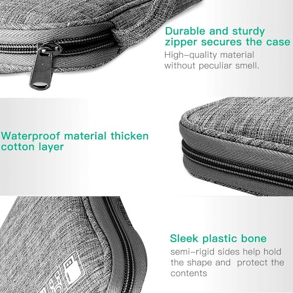 Elektronikk Tilbehør Organizer Bag, Universal Bære Reise Gadget Bag for USB Kabel Drive, SD-kort, Lader Harddisk (Grå)