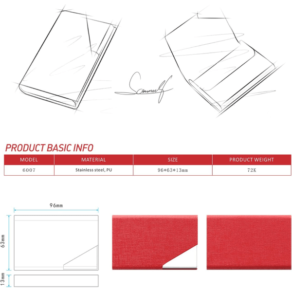 Yrityksen nimikorttikotelo Ylellinen PU-nahkainen ja ruostumaton teräs multi , case Lompakko Case (punainen)