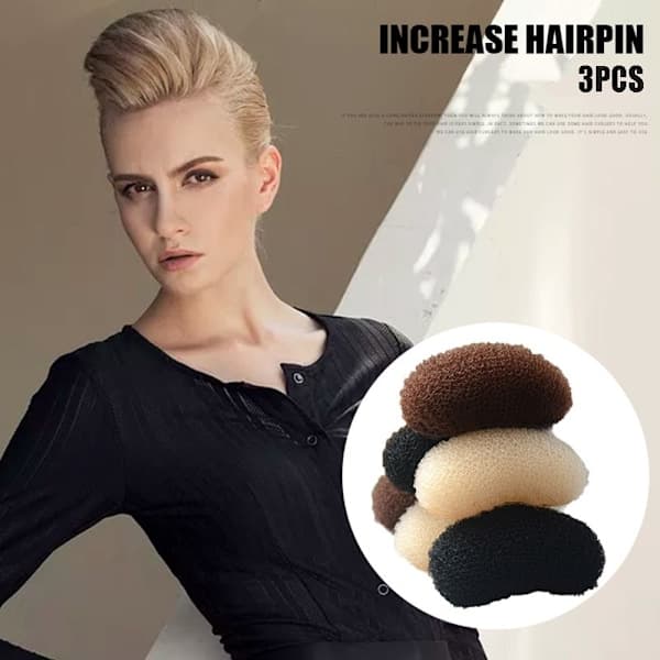 3 st Höj hårnålen Puffy hårkudde Beige