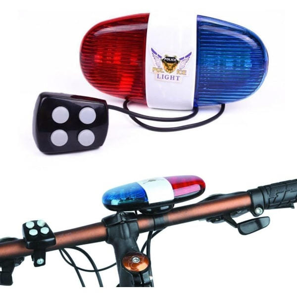 Cykel LED-lampa Cykel Cykel Elektrisk Horn 4 Ljud 6 LED Cykling Polis Siren Elektrisk Ljus Cykelutrustning Tillbehör