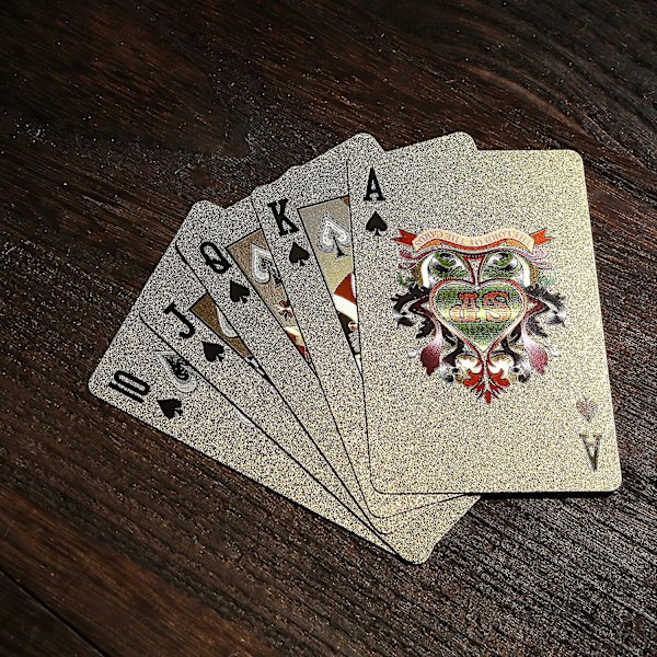 2 Poker Decks Spillekort Mønstret Design Sort Og Guldfolie - Holdbare Og Fleksible Vandtætte Plastikbelagte Kort