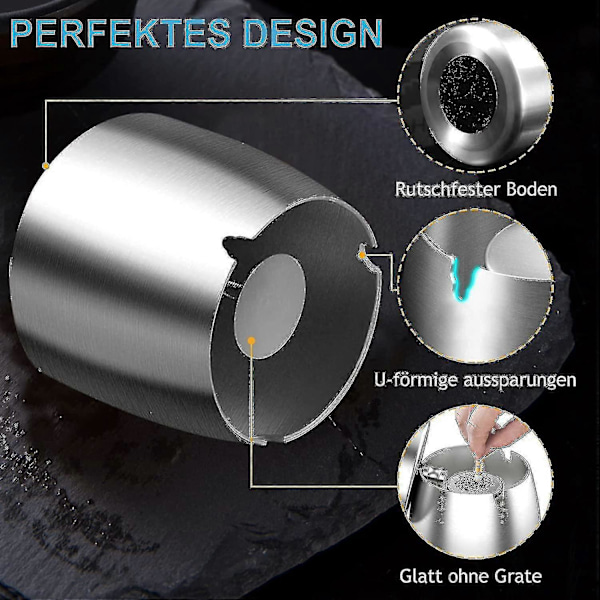 Rostfritt Stålashtray Med Lock För Utomhus Vindtät Ashtray Med Halkskyddad Bas För Utomhus- Och Inomhusbruk Silver L