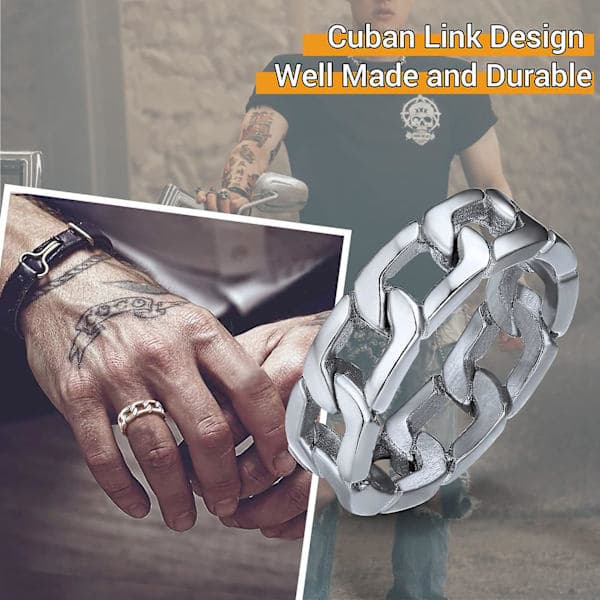 Titanium stålring til mænd, trendy unisex smykker til mænd og kvinder 8 8