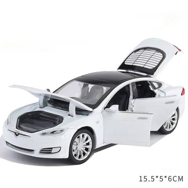 1:32 Tesla Model S Alloy Car Model Diecast Lekebil, Lyd og Lys Barneleke Barn Gave Gutteleke (i eske) Model S White