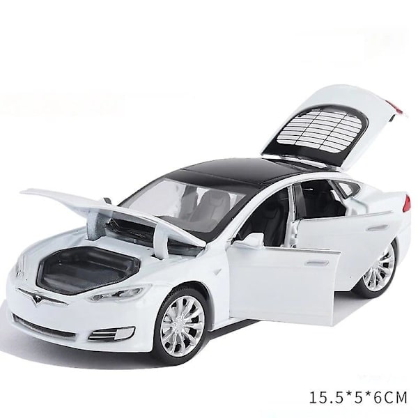 1:32 Tesla Model S -metallivaluauto, painevalettu leluauto, ääni- ja valotoiminnolla, lasten lelu, lahja pojalle (laatikossa) Model S White