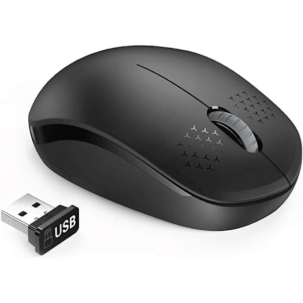 Trådløs stille mus, 2,4 GHz med USB-mottaker, 1600 DPI optisk sensor, Plug & Play, ambidextrous, PC/Mac/Laptop - Mint