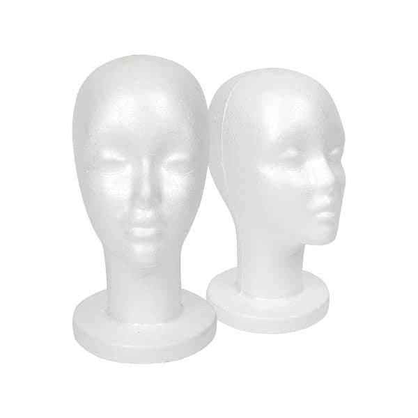 TG Hvit Skum Mannequin Hode, Styrofoam Parykkhode (2-pakning)