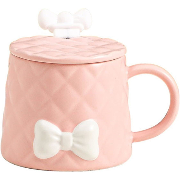 Kawaii Muggkopp Söt Rosett Keramisk Kopp Söt Tjej Vattenkopp Söt Mjölkkopp Söt Kaffekopp