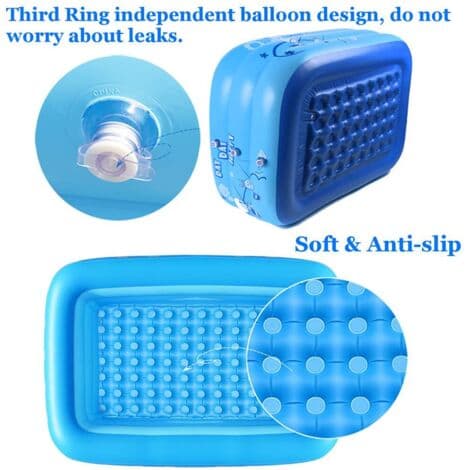 Uppblåsbar babypool 120 x 70 x 35 cm – PVC med hög densitet – Bärbart dräneringssystem – Rektangulär plaskdamm