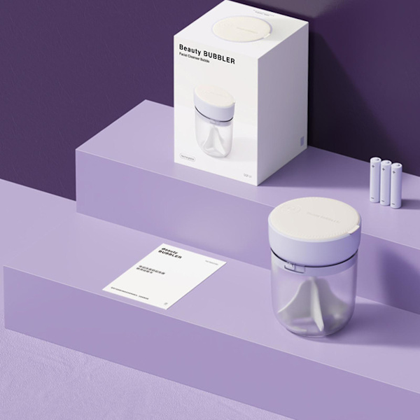 Elektrisk bubbelbildare skumtillverkare snabb ansiktsrengöring skumkopp lätt att använda vit Violet with Rack 87mmx87mmx112mm