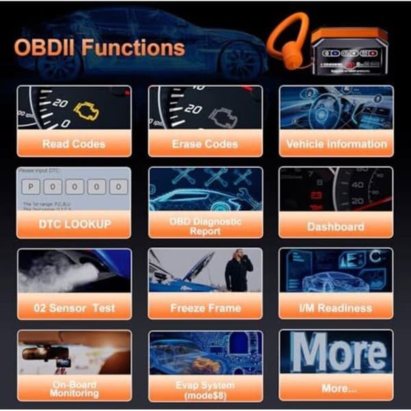 OBD2 bildiagnoseverktøy med Bluetooth 5.2, OBD2 diagnoseadapter for biler, multimerke bildiagnoseverktøy (fransk versjon)
