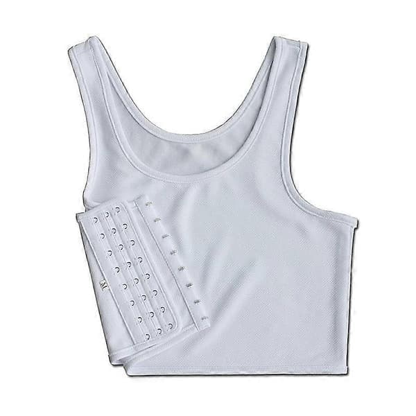 Casual Andningsbar Spänne Kort Bröstbindare Trans Västtoppar Plus Size S-5X_Billiga Presenter vit vit L