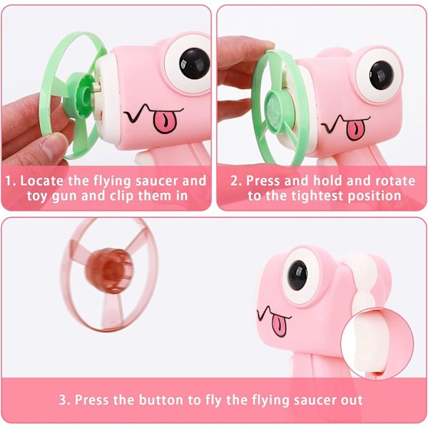 Bambus Dragonflies Flygande Diskleksak One-Touch Flygande Diskleksak Launcher Leksak Ljus Gyro Leksak Luminous Flygande Fat Flygande Diskleksak (Rosa)